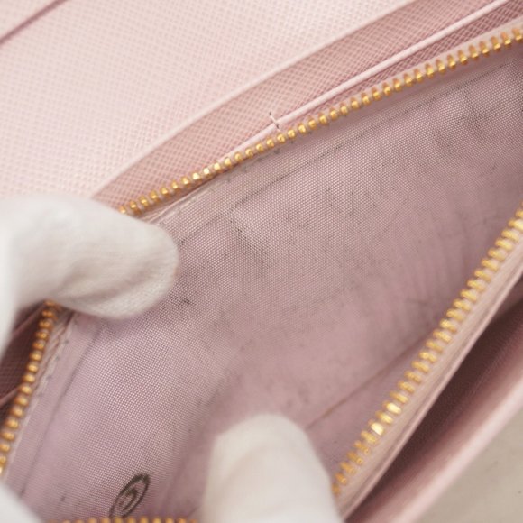 Prada Saffiano Leather Long Wallet, Pink, Women's, P1035694 - Picture 9 of 15